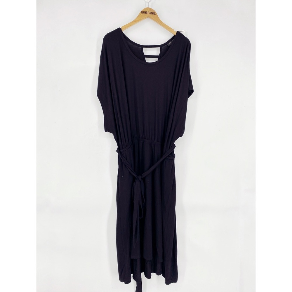 Lane Bryant Short Sleeve Tie Elastic Waist Midi Dress Jersey Knit